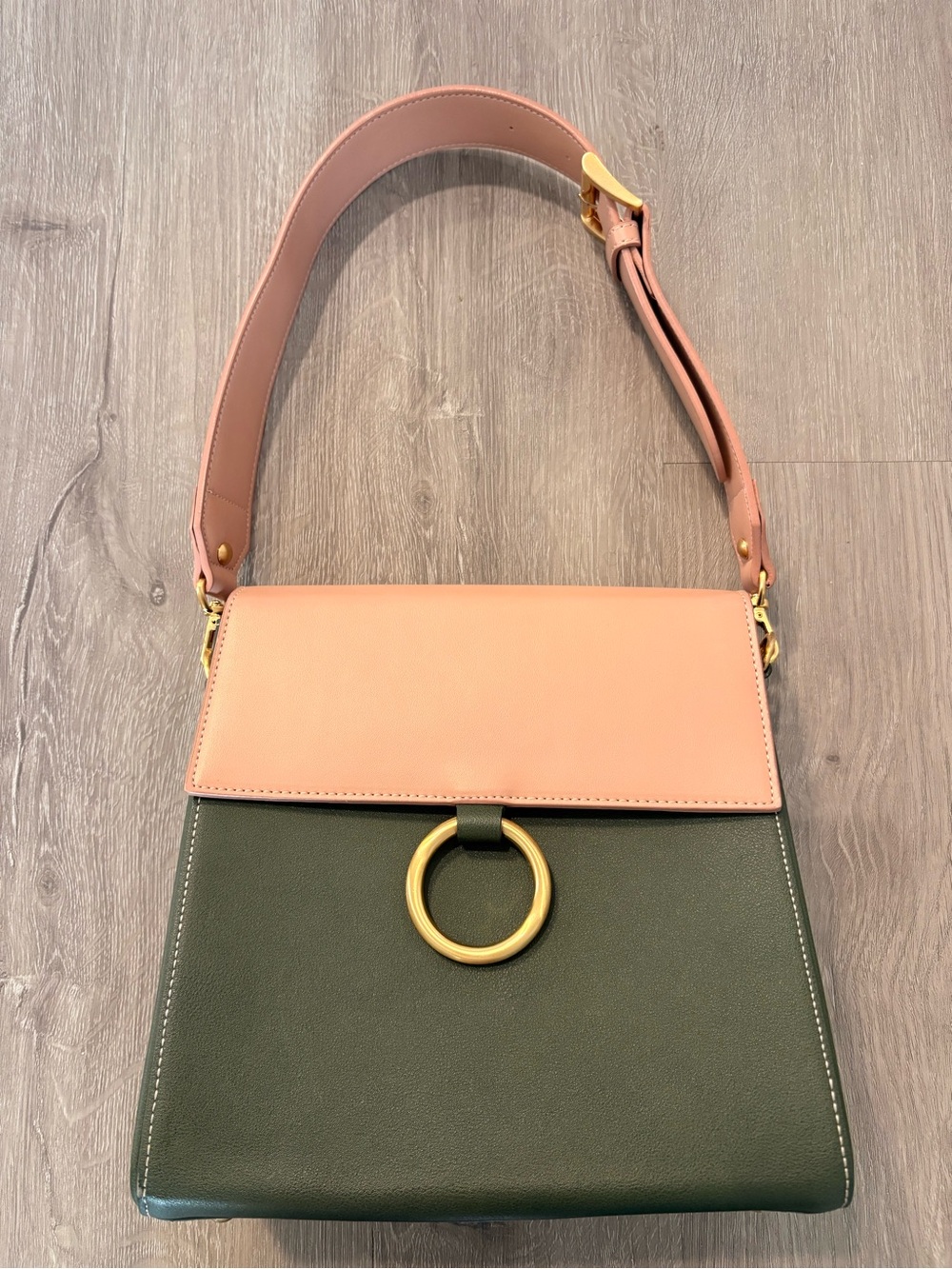 Women's Calm Down Slow Down Two-Tone Pink and Green Shoulder Bag
